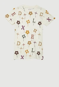Boys Drip Graphic Print Short Sleeve Tee, Beige, Size 14-16