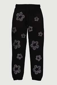 Boys Floral Rhinestone Graphic Joggers