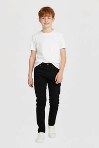 Boys Mid Rise Cargo Pocket Moto Jeans