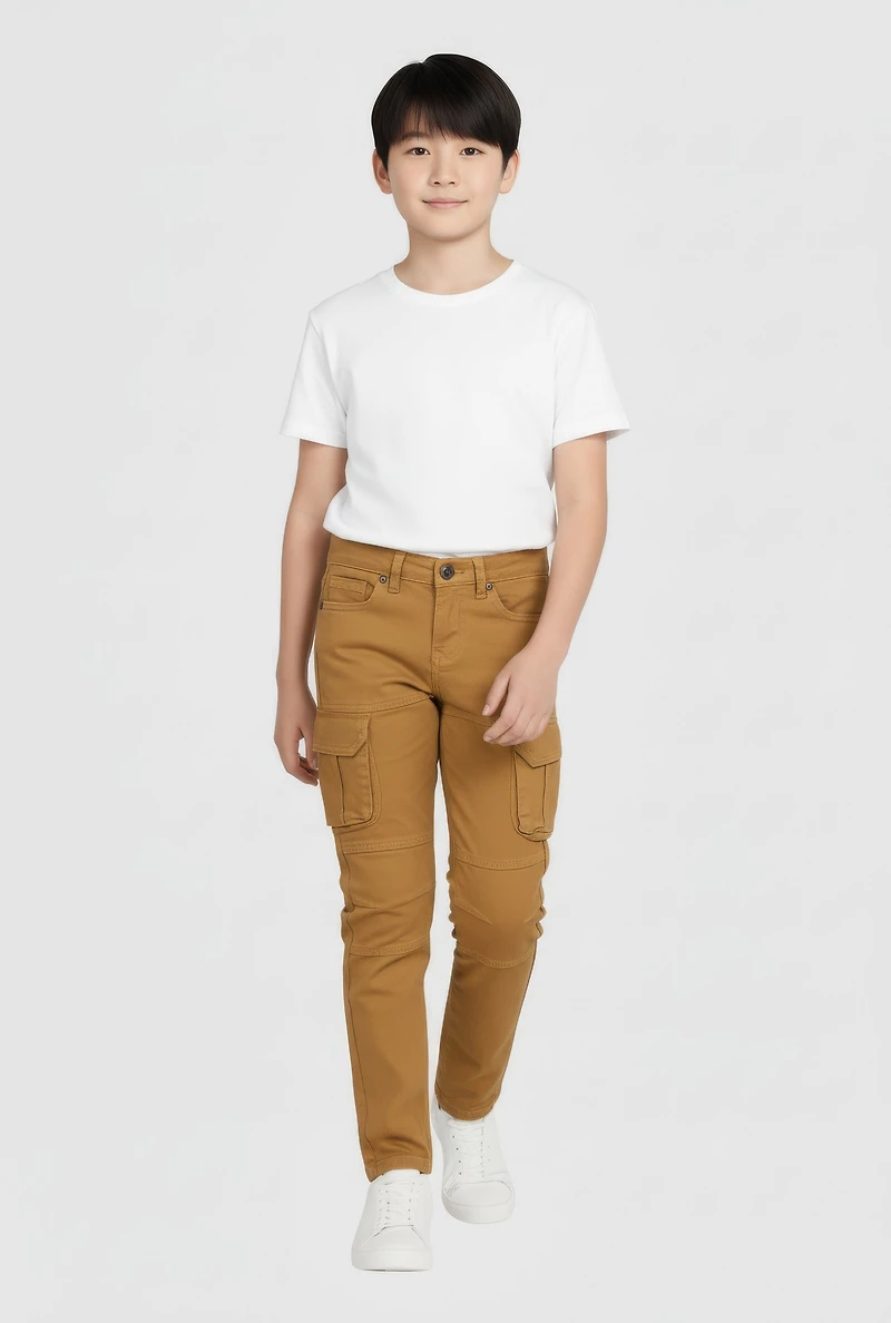 Boys Cargo Pocket Moto Jeans