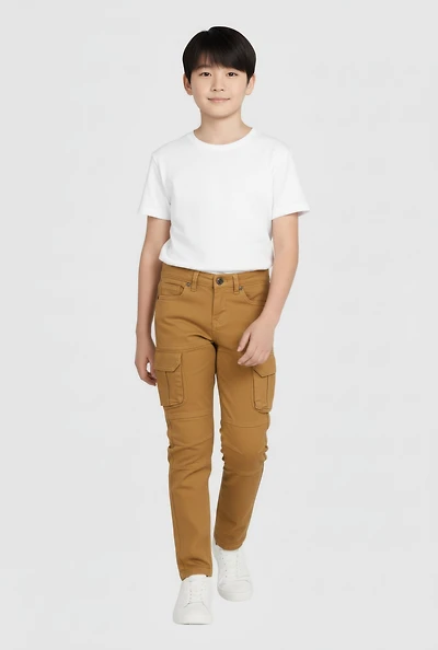 Boys Cargo Pocket Moto Jeans
