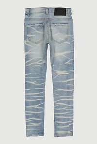 Boys Mineral Wash Rhinestone Patch and Repair Whiskered Jeans