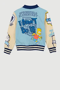 Little Boys Bart Simpson 89 Patch Graphic Varsity Jacket
