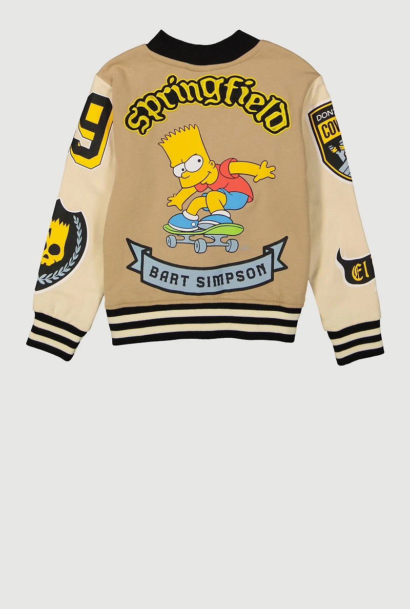 Little Boys Bart Simpson Graphic Varsity Jacket
