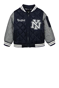 Little Boys New York Patch Quilted Jacket