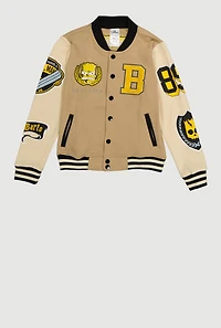 Boys Springfield Bart Simpson Patch Graphic Varsity Jacket