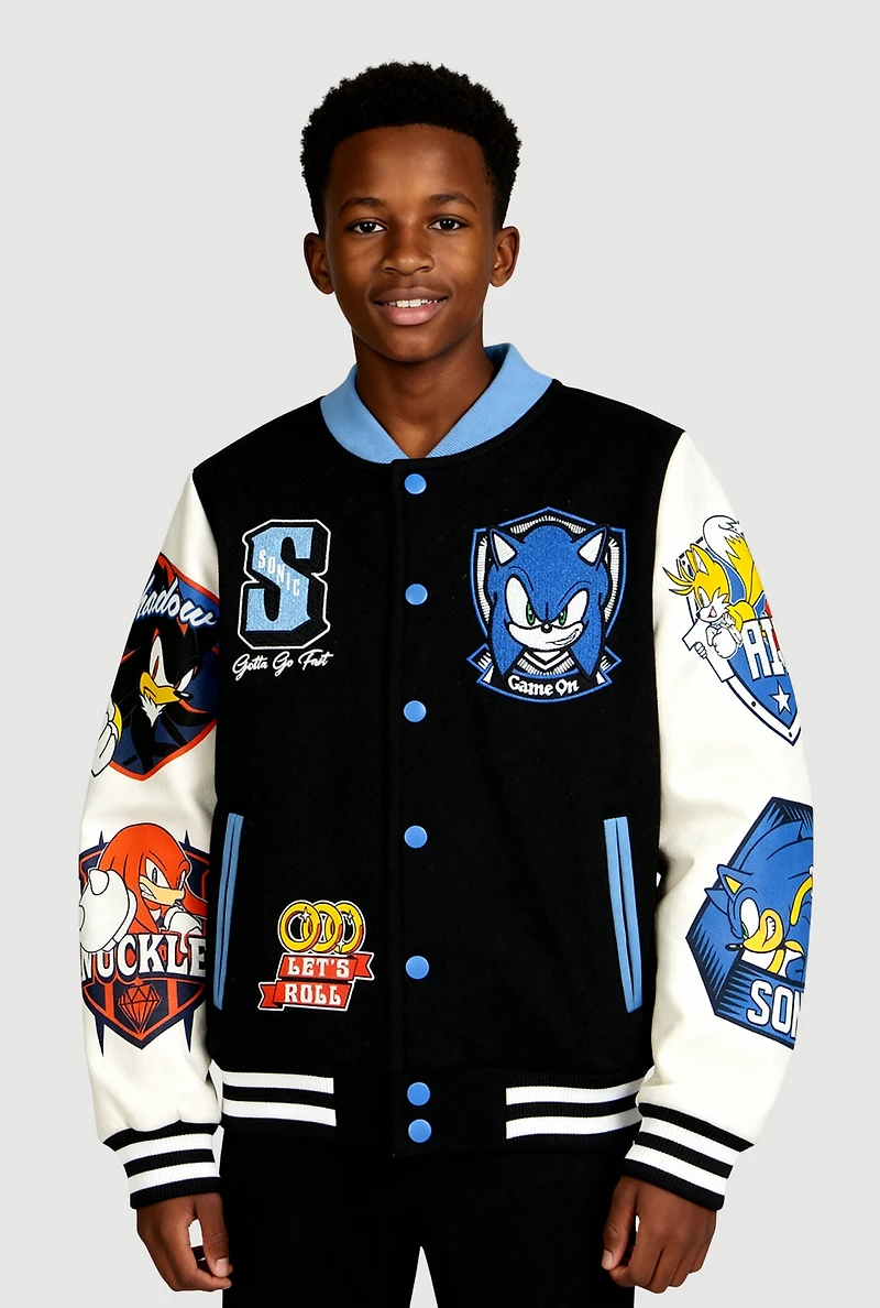 Boys Color Blocked Sonic The Hedgehog Bomber Jacket