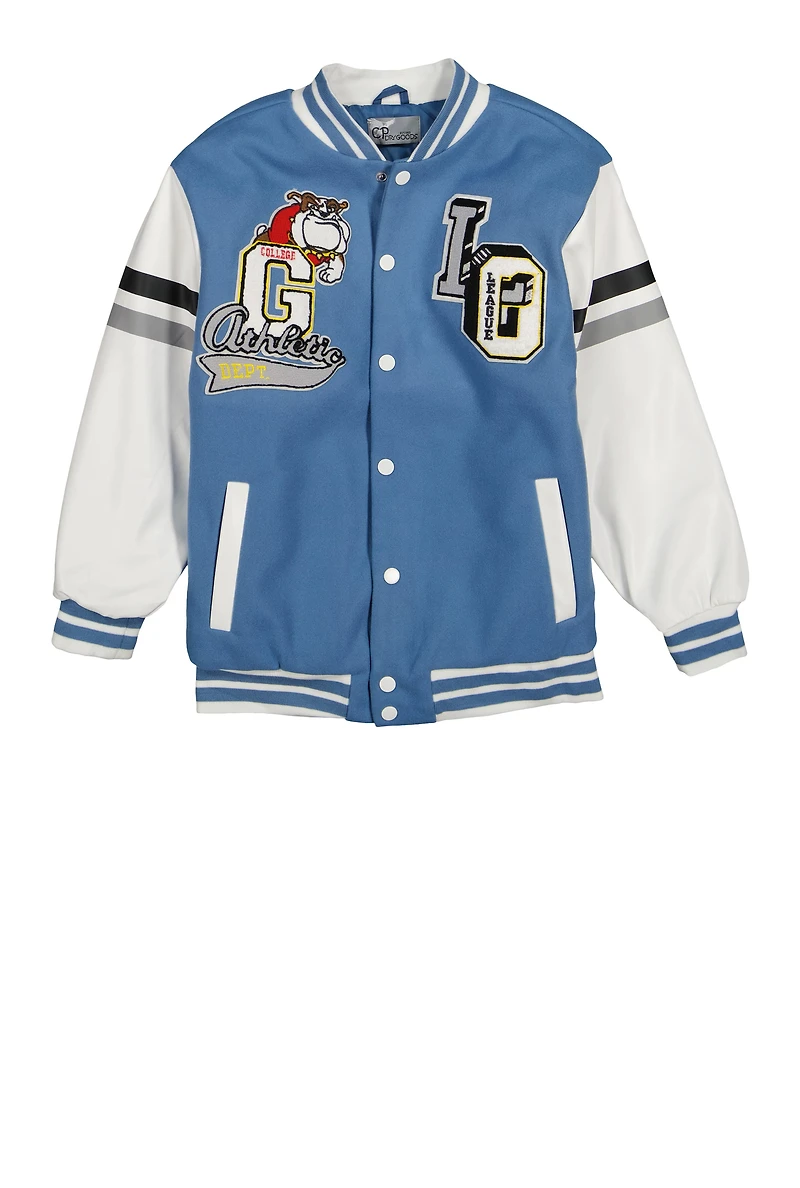 Boys Graphic Chenille Patch Varsity Jacket