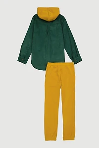 Boys King Graphic Corduroy Shirt and Sweatpants Set