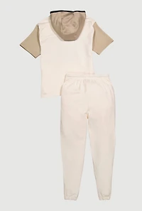 Boys Exclusive Graphic Hooded Sweatshirt and Joggers, Beige,