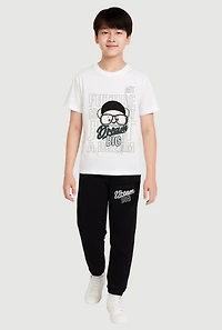 Boys Dream Big Bear Graphic Tee and Fleece Lined Sweatpants, Multi, Size 16-18