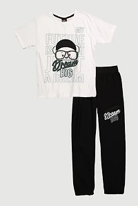 Boys Dream Big Bear Graphic Tee and Fleece Lined Sweatpants, Multi, Size 8-10