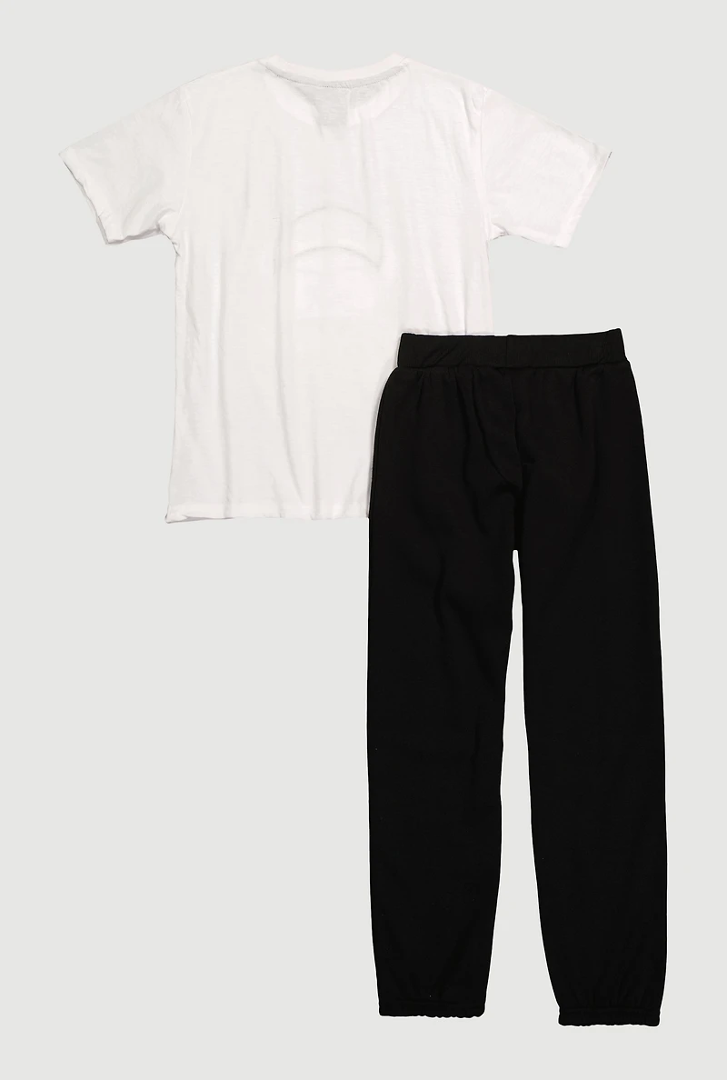 Boys Dream Big Bear Graphic Tee and Fleece Lined Sweatpants, Multi, Size 8-10