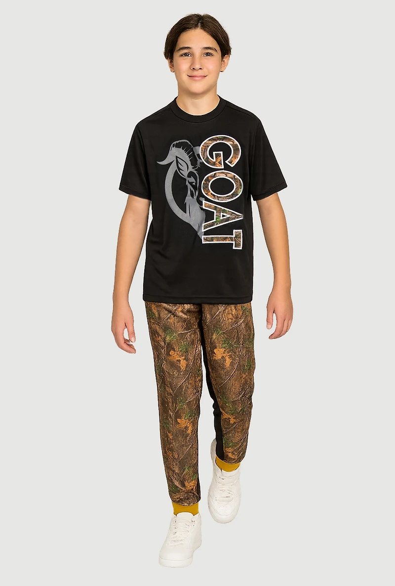 Boys GOAT Graphic T-Shirt and Joggers, Black, Size 16-18