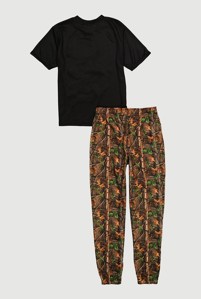 Boys GOAT Graphic T-Shirt and Joggers, Black, Size 12-14