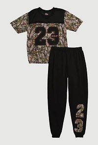 Boys Camo 23 Goat Graphic Tee and Sweatpants Set