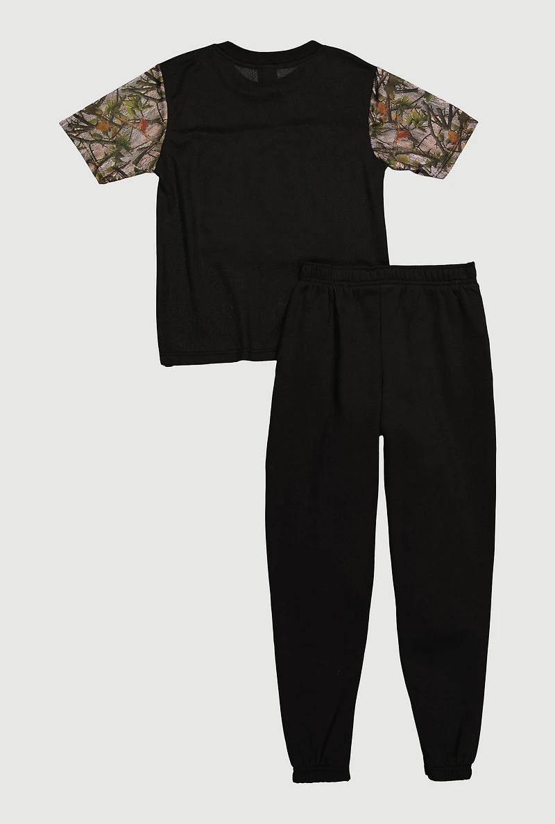 Boys Camo 23 Goat Graphic Tee and Sweatpants Set, Multi, Size 12-14