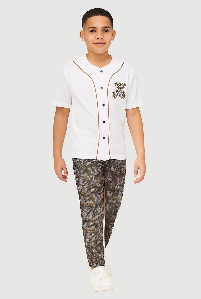 Boys Color Block Hunter Camo Graphic Tee and Sweatpants