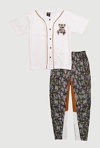 Boys Color Block Hunter Camo Graphic Tee and Sweatpants, Multi,