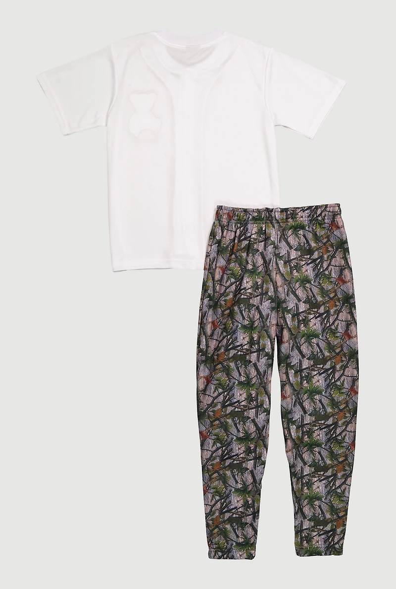 Boys Color Block Hunter Camo Graphic Tee and Sweatpants, Multi,