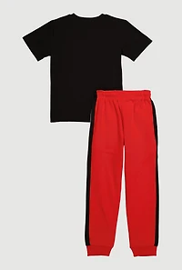 Boys 23 Goat Graphic Tee and Side Stripe Sweatpants, Multi, Size 8-10