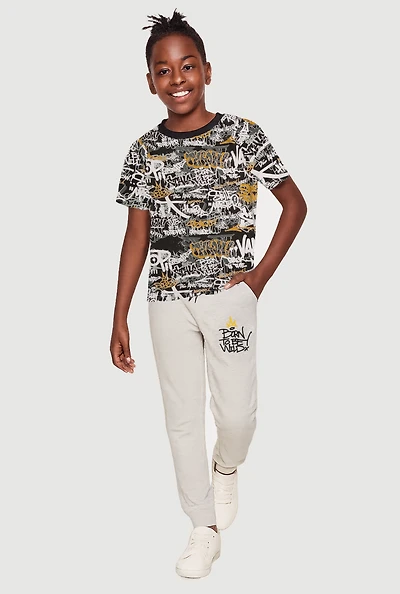 Boys Graffiti Graphic Tee and Born to Be Wild Graphic Joggers, Multi, Size 10
