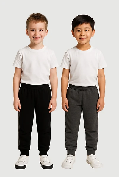 Little Boys Color Blocked Fleece Joggers 2 Pack, Multi, Size 7