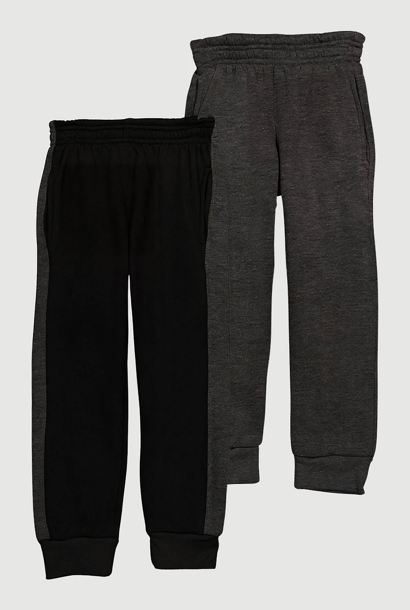 Little Boys Color Blocked Fleece Joggers 2 Pack, Multi,