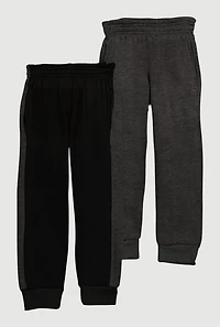 Little Boys Color Blocked Fleece Joggers 2 Pack, Multi,