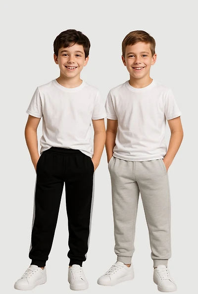 Little Boys Color Blocked Fleece Joggers 2 Pack, Multi,