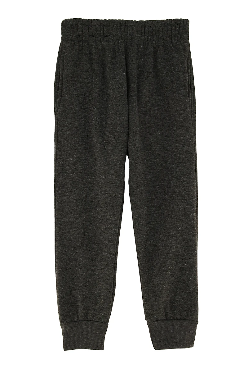 Little Boys Fleece Marled Joggers, Grey, Size 4