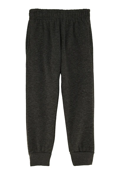 Little Boys Fleece Marled Joggers, Grey, Size 4