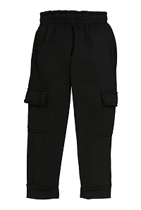 Little Boys Fleece Cargo Joggers, Black, Size 4
