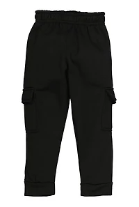 Little Boys Fleece Cargo Joggers, Black, Size 4