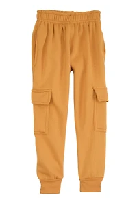 Little Boys Solid Fleece Cargo Pocket Joggers, Khaki, Size 7