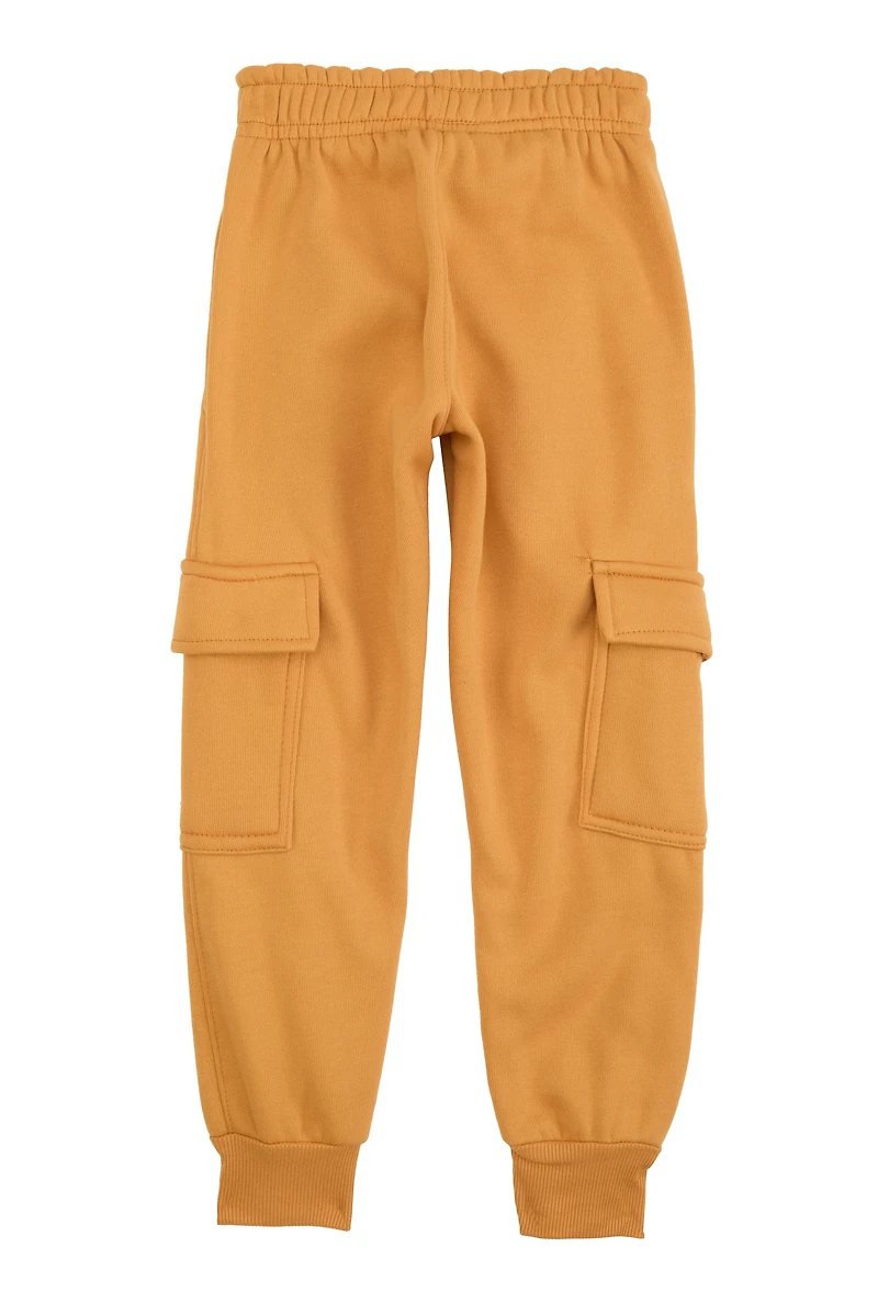 Little Boys Solid Fleece Cargo Pocket Joggers, Khaki, Size 7