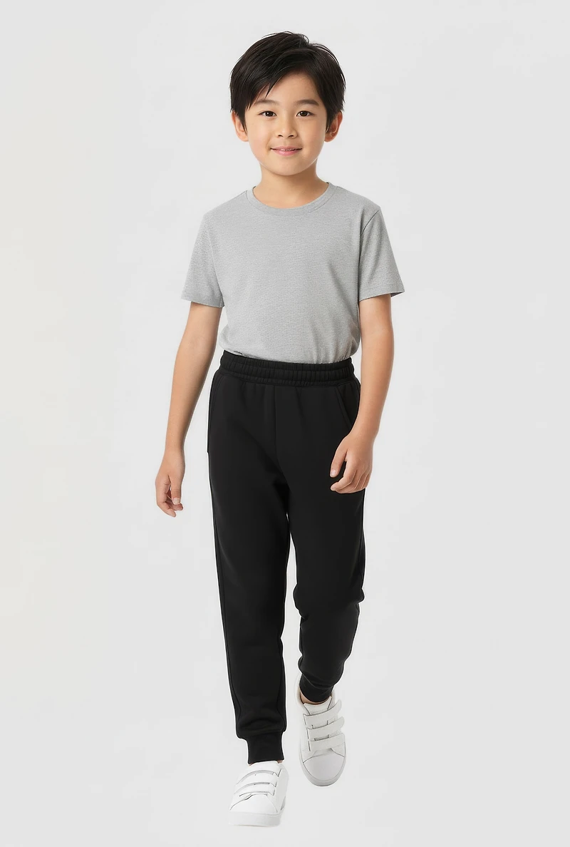 Little Boys Elastic Waist Pull On Joggers, Black, Size 5-6