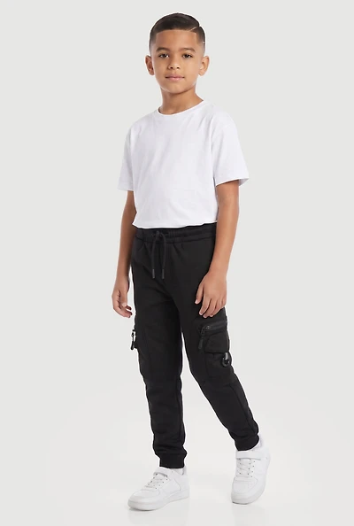 Little Boys Zip Detail Cargo Joggers