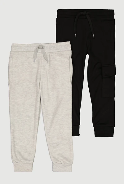 Little Boys High Drawstring Waist Joggers 2 Pack
