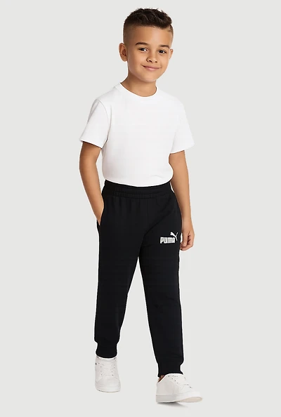 Little Boys Graphic Print Elastic Waist Joggers, Black, Size 4