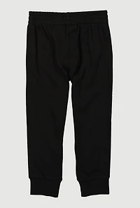 Little Boys Graphic Print Elastic Waist Joggers, Black, Size 6