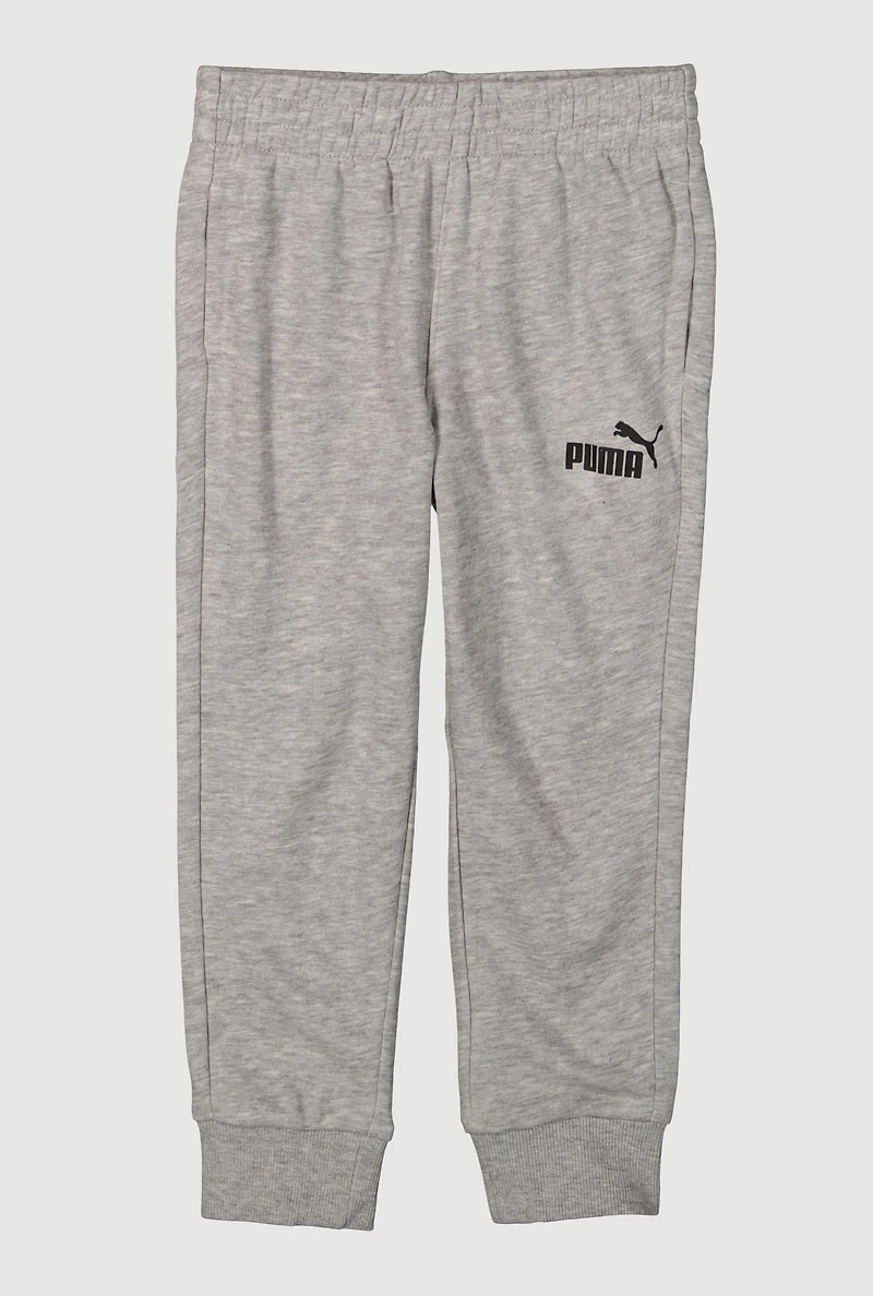 Little Boys Graphic Logo French Terry Marled Joggers, Grey, Size 5
