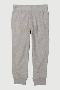 Little Boys Graphic Logo French Terry Marled Joggers, Grey, Size 6