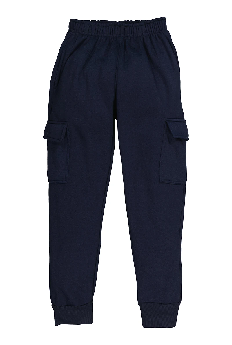 Boys Basic Cargo Joggers, Blue, Size 12-14