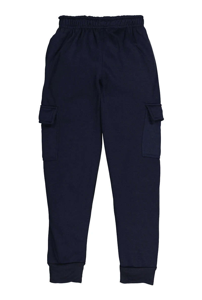 Boys Basic Cargo Joggers, Blue, Size 12-14