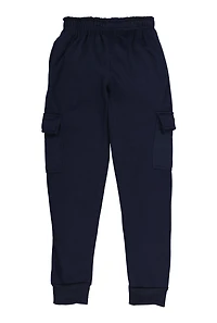 Boys Basic Cargo Joggers, Blue, Size 12-14
