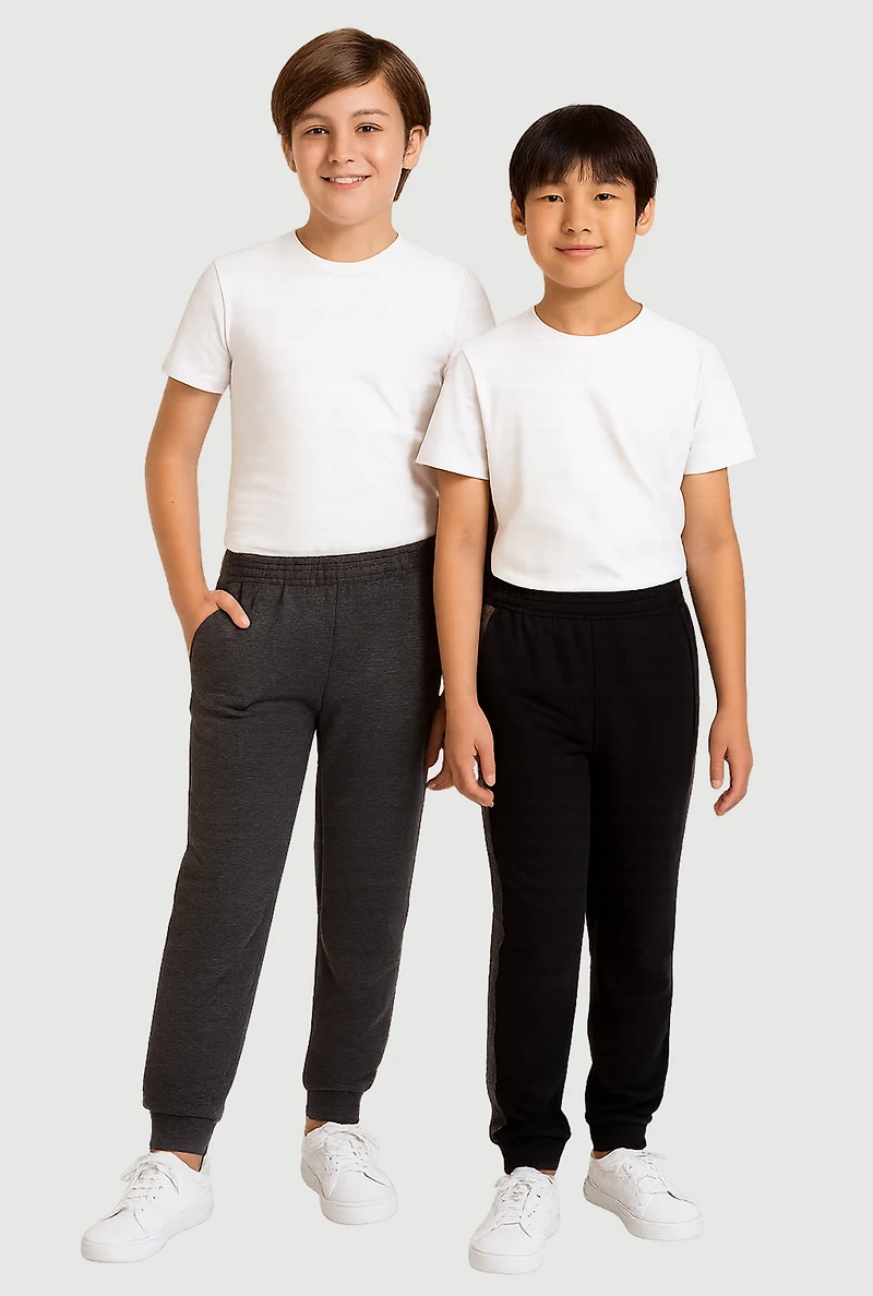 Boys Color Blocked Fleece Joggers 2 Pack, Multi,