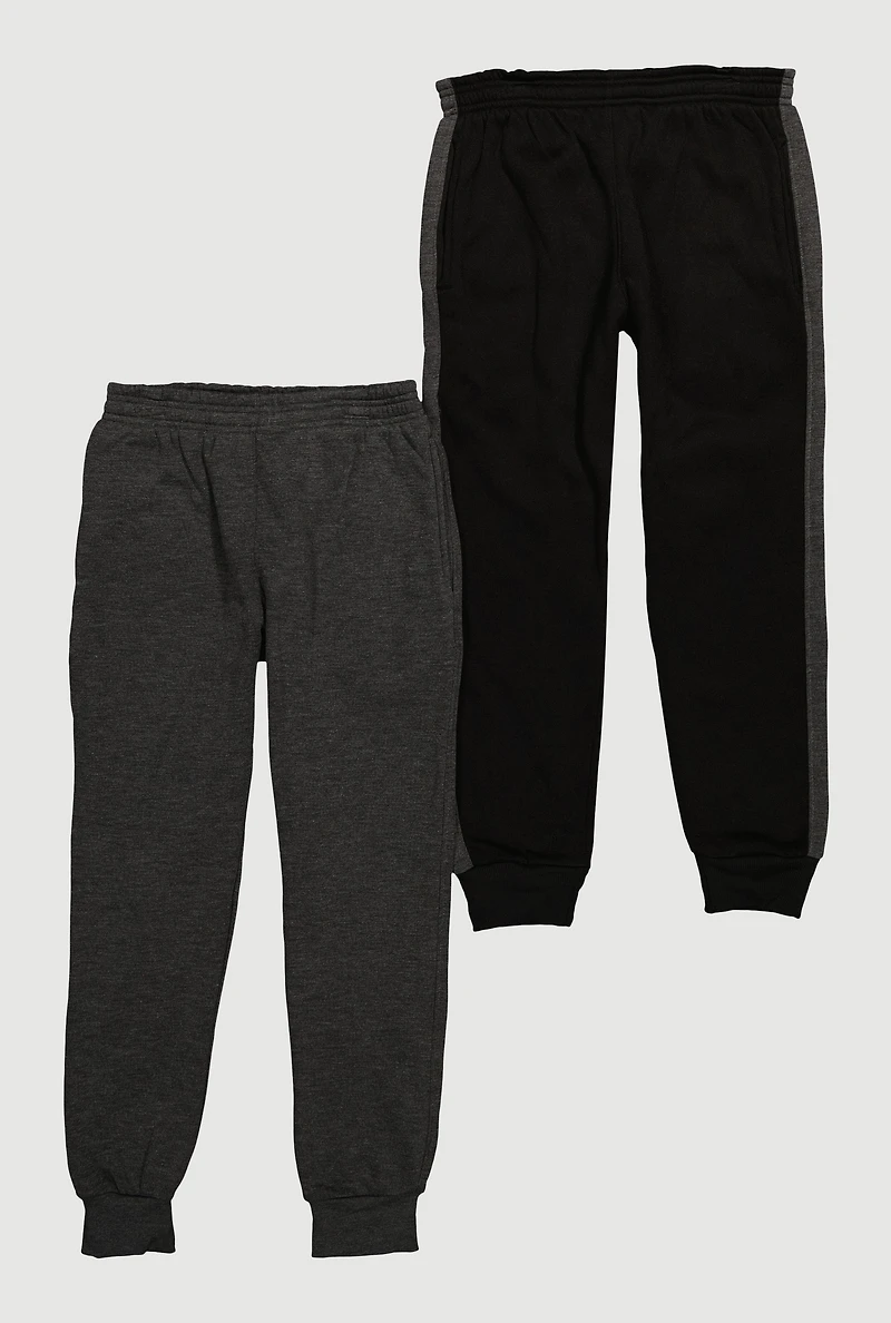 Boys Color Blocked Fleece Joggers 2 Pack, Multi,