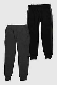Boys Color Blocked Fleece Joggers 2 Pack, Multi,
