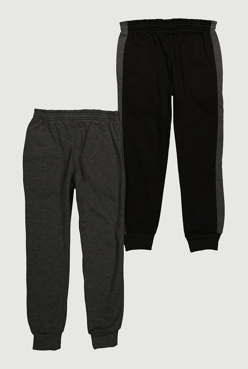 Boys Color Blocked Fleece Joggers 2 Pack, Multi,